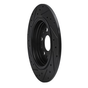 Acura RDX Brake Rotor (1) - Rear Right - R1 Concepts - Drilled & Slotted - Black - `17-`25